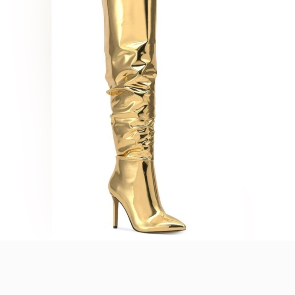*BRAND NEW* Gold Knee-High Boots - Picture 3 of 5